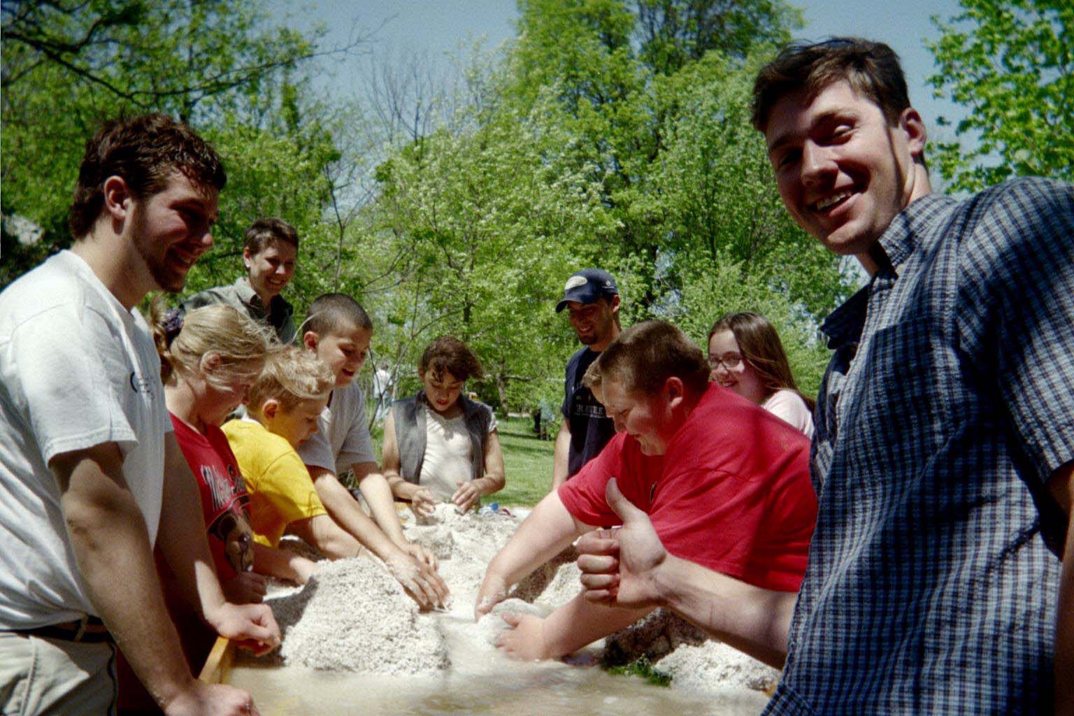 Big folks enjoy the stream table as much as the younger kids!